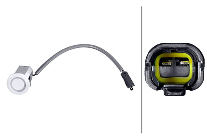 HELLA Sensor, park distance control - straight - 2-pin connector - Plugged 6PX358269-211