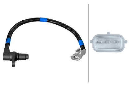 HELLA Sensor, crankshaft pulse - 12V - 3-pin connector 6PU358381-651