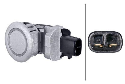 HELLA Sensor, park distance control - angled - 2-pin connector - Plugged 6PX358269-111