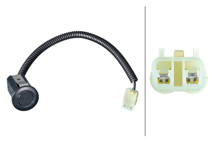 HELLA Sensor, park distance control - straight - 2-pin connector - Plugged - Cable: 14 6PX358269-041