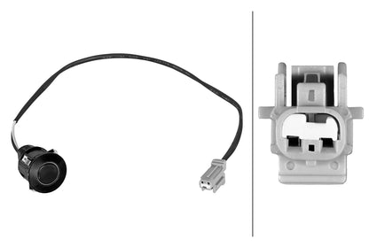 HELLA Sensor, park distance control - straight - 2-pin connector - Plugged 6PX358269-481