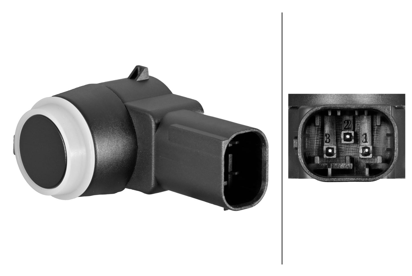 HELLA Sensor, park distance control - angled - 3-pin connector - Plugged 6PX358270-991
