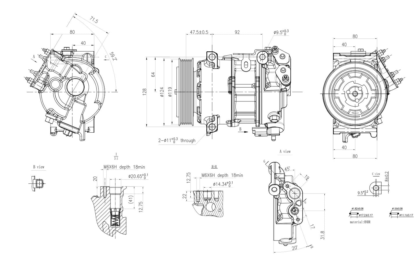 Hella Aircon Compressor 8FK366201-141