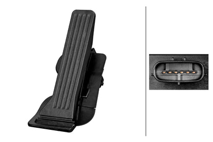 HELLA Sensor, accelerator pedal position - for left-hand drive vehicles - 6-pin connec 6PV312041-221