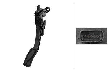 HELLA Sensor, accelerator pedal position - for left-hand/right-hand drive vehicles - 6 6PV312069-001