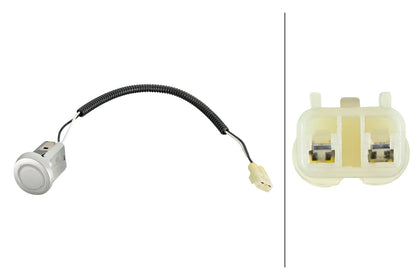 HELLA Sensor, park distance control - straight - 2-pin connector - Plugged - Cable: 23 6PX358269-051