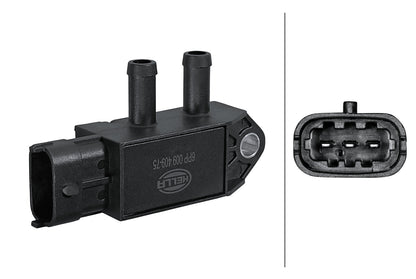 HELLA Sensor, exhaust pressure - 3-pin connector - Flange mounting 6PP009409-751