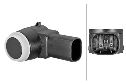 HELLA Sensor, park distance control - angled - 3-pin connector - Plugged 6PX358270-911