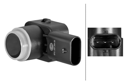HELLA Sensor, park distance control - angled - 3-pin connector - Plugged 6PX358269-391