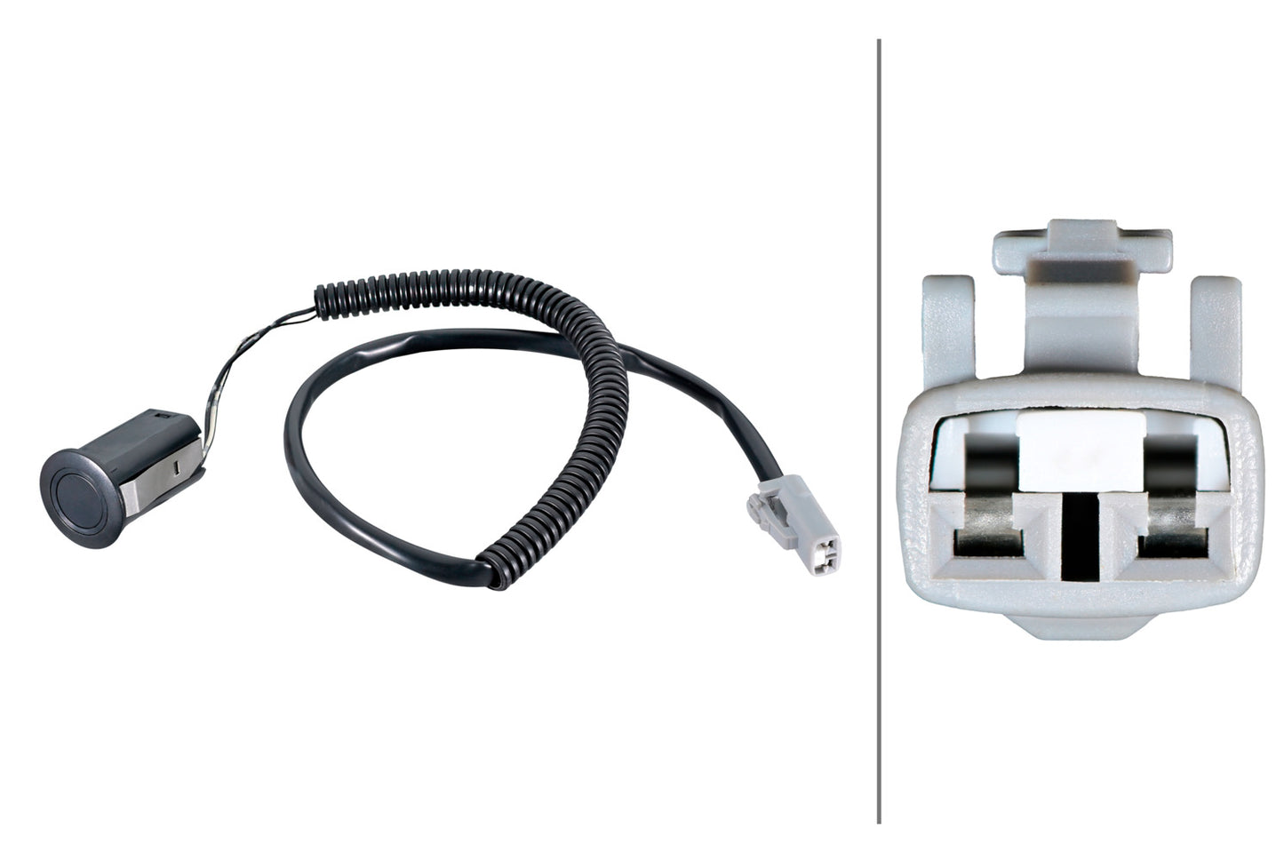 HELLA Sensor, park distance control - straight - 2-pin connector - Plugged - Cable: 49 6PX358269-191