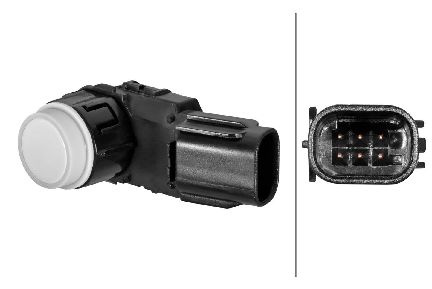 HELLA Sensor, park distance control - angled - 6-pin connector - Plugged 6PX358269-301