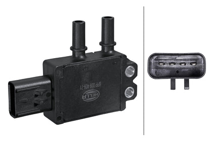 HELLA Sensor, exhaust pressure - 4-pin connector - Flange mounting 6PP009409-711