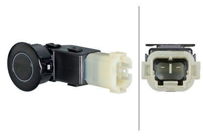 HELLA Sensor, park distance control - angled - 2-pin connector - Plugged 6PX358269-031