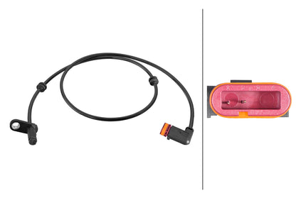 HELLA Sensor, wheel speed - 2-pin connector - Rear Axle 6PU358216-741