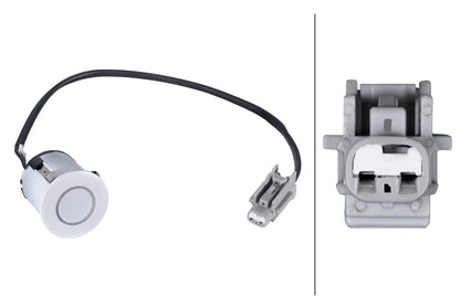 HELLA Sensor, park distance control - straight - 4-pin connector - Plugged - Cable: 22 6PX358269-461