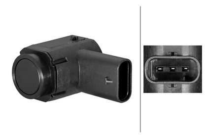 HELLA Sensor, park distance control - angled - 3-pin connector - Plugged 6PX358270-851