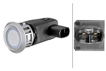 HELLA Sensor, park distance control - angled - 2-pin connector - Plugged 6PX358270-931