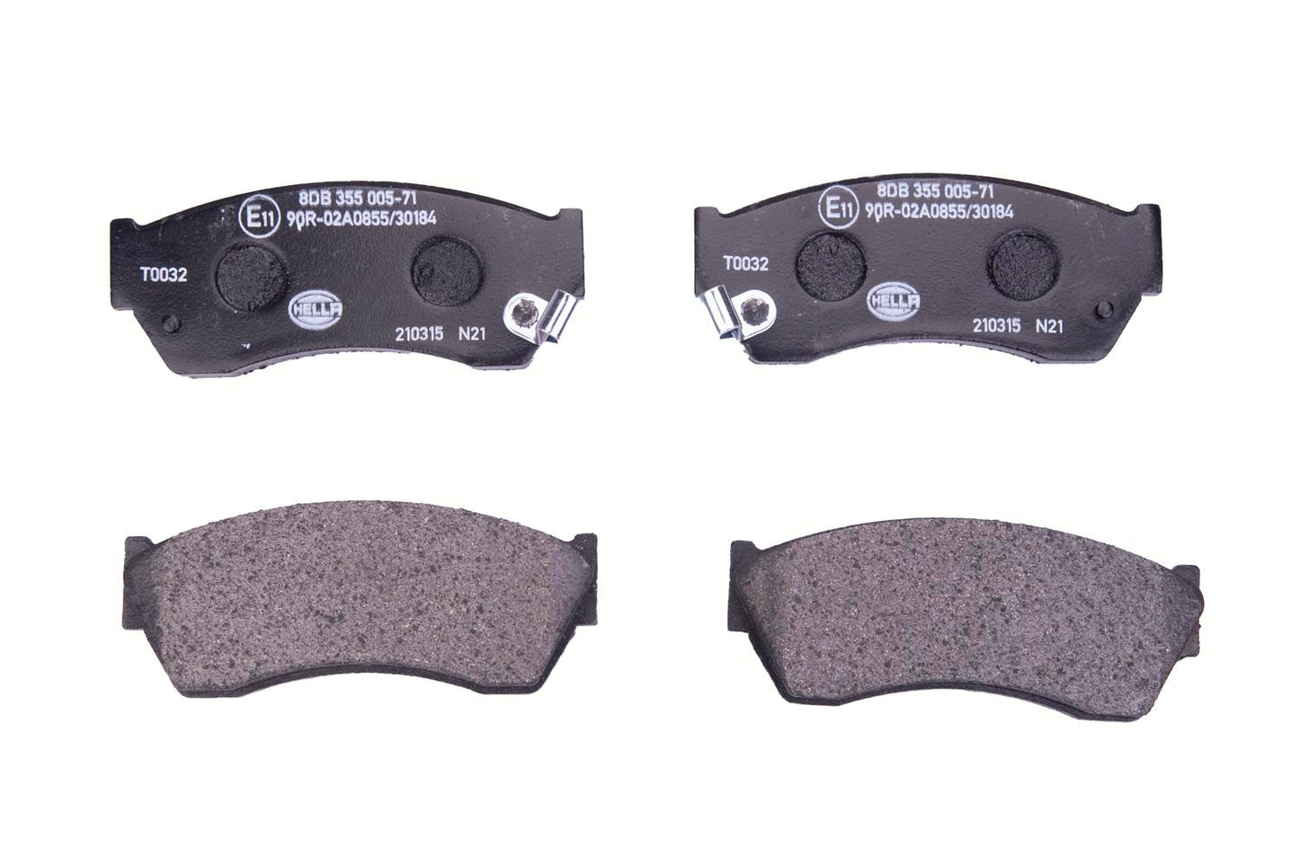 HELLA Brake pad set - T0032 - for e.g. CHEVROLET / GEO / HOLDEN / SUBARU 8DB355005-711