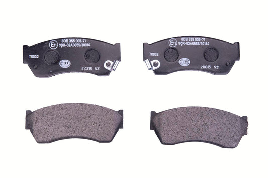 HELLA Brake pad set - T0032 - for e.g. CHEVROLET / GEO / HOLDEN / SUBARU 8DB355005-711
