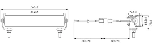HELLA VALUEFIT LED-Lightbar - LBE 2 310FL - 12/24V - white/yellow (amber) - 3800lm 1FE357666-011