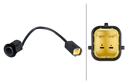 HELLA Sensor, park distance control - straight - 2-pin connector - Plugged - Cable: 16 6PX358269-351