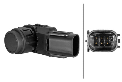 HELLA Sensor, park distance control - angled - 6-pin connector - Plugged 6PX358269-331