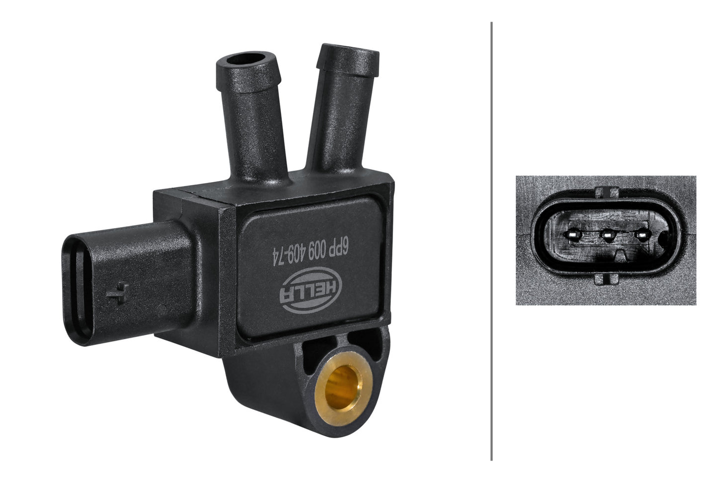 HELLA Sensor, exhaust pressure - 3-pin connector - Flange mounting 6PP009409-741