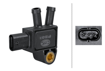 HELLA Sensor, exhaust pressure - 3-pin connector - Flange mounting 6PP009409-741