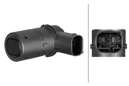 HELLA Sensor, park distance control - angled - 3-pin connector - Plugged 6PX358270-971
