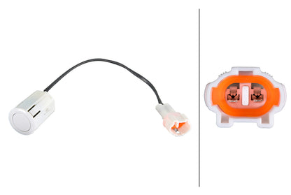 HELLA Sensor, park distance control - straight - 2-pin connector - Plugged - Cable: 16 6PX358269-241