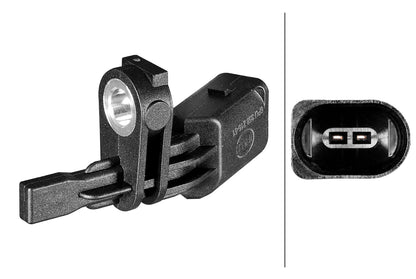HELLA Sensor, wheel speed - 2-pin connector - Front Axle 6PU358216-511