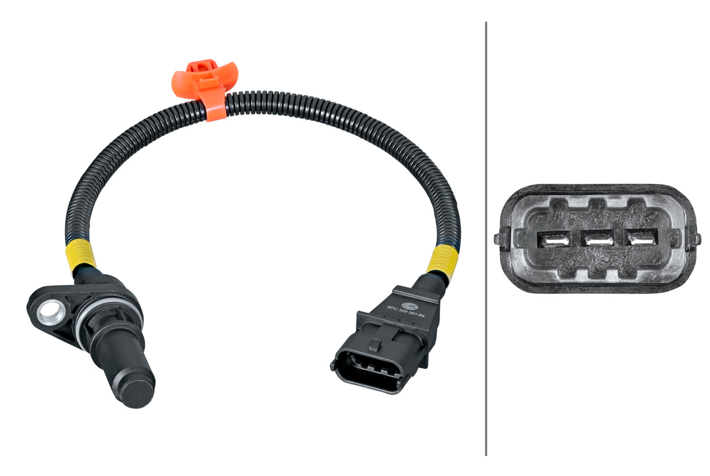 HELLA Sensor, crankshaft pulse - 12V - 3-pin connector 6PU358381-641