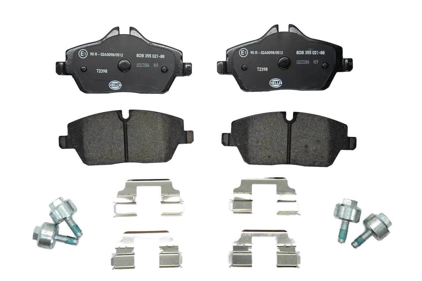 HELLA Brake pad set - T2398 - for e.g. BMW 8DB355021-881