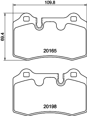 HELLA Brake pad set - T2070 - for e.g. ASTON MARTIN 8DB355015-881