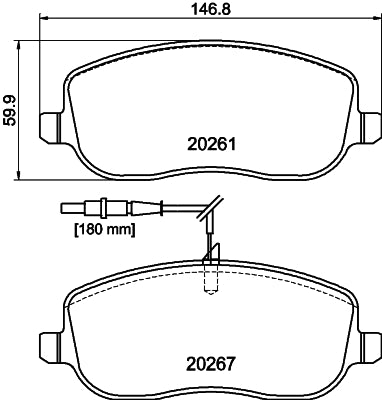 HELLA Brake pad set - T1369 - for e.g. CITROEN / FIAT / LANCIA / PEUGEOT 8DB355010-501