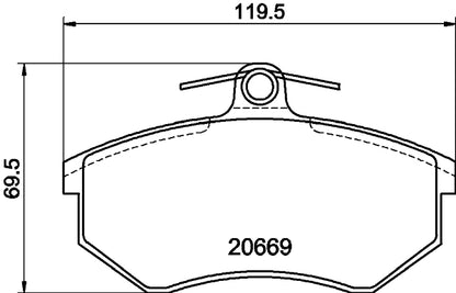 HELLA Brake pad set - T5021 - for e.g. AUDI / CHERY 8DB355017-701