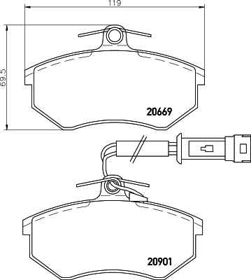 HELLA Brake pad set - T5009 - for e.g. AUDI 8DB355017-651