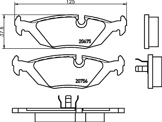HELLA Brake pad set - T0307 - for e.g. ALPINA / BMW 8DB355006-041