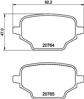 HELLA Brake pad set - T3166 - for e.g. CITROEN / FIAT / OPEL / PEUGEOT / TOYOTA 8DB355039-911