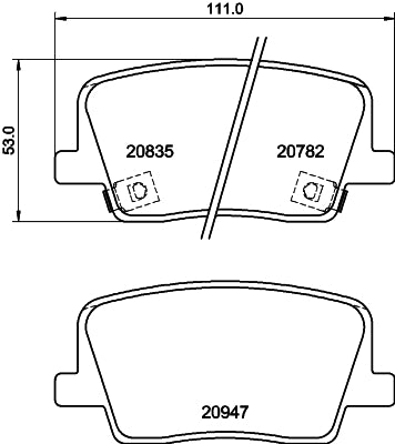 HELLA Brake pad set - T3161 - for e.g. SSANGYONG 8DB355040-511