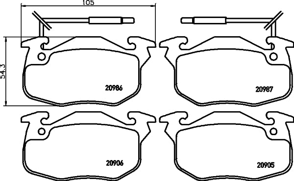 HELLA Brake pad set - T6088 - for e.g. CITROEN / DALLAS / PEUGEOT / RENAULT 8DB355018-961