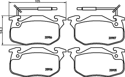 HELLA Brake pad set - T6088 - for e.g. CITROEN / DALLAS / PEUGEOT / RENAULT 8DB355018-961