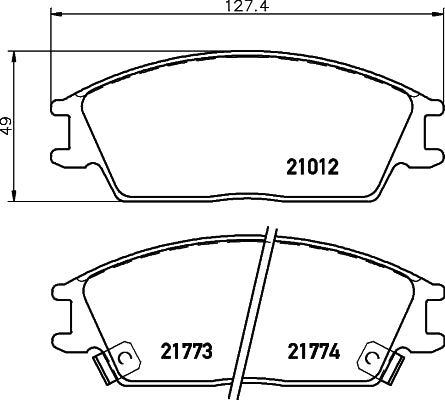 HELLA Brake pad set - T0366 - for e.g. DODGE / HONDA / HYUNDAI / INOKOM 8DB355006-271