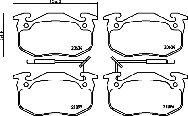 HELLA Brake pad set - T6064 - for e.g. RENAULT 8DB355018-941