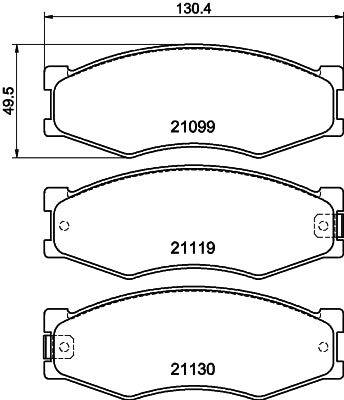 HELLA Brake pad set - T0004 - for e.g. NISSAN 8DB355005-621
