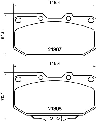 HELLA Brake pad set - T3055 - for e.g. NISSAN / SUBARU 8DB355016-791