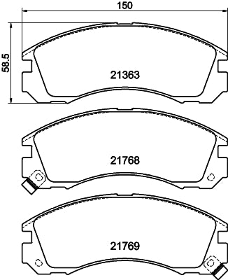 HELLA Brake pad set - T3025 - for e.g. CITROEN / DODGE / MITSUBISHI 8DB355016-531