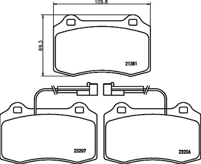 HELLA Brake pad set - T5119 - for e.g. ALFA ROMEO / CHRYSLER / DODGE / FIAT 8DB355018-421