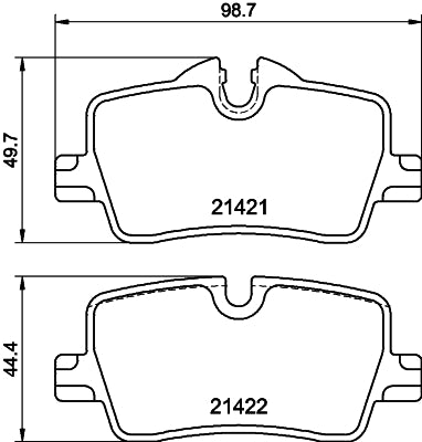 HELLA Brake pad set - T2882 - for e.g. BMW 8DB355040-681
