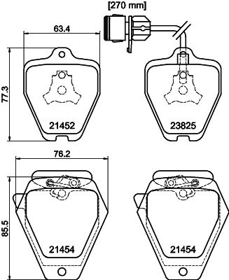 HELLA Brake pad set - T1182 - for e.g. AUDI 8DB355008-781